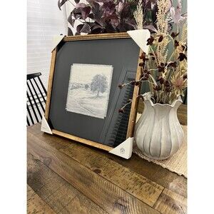 18"x18" Square Matte Black Landscape Framed Wall Art - Hearth & Hand NEW